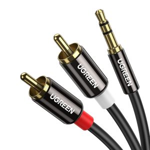 UGREEN 3.5MM to 2RCA Male Round Cable 2M