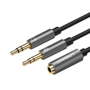 UGREEN 3.5mm Female to 2 Male Audio Cable Aluminum Case (Black)