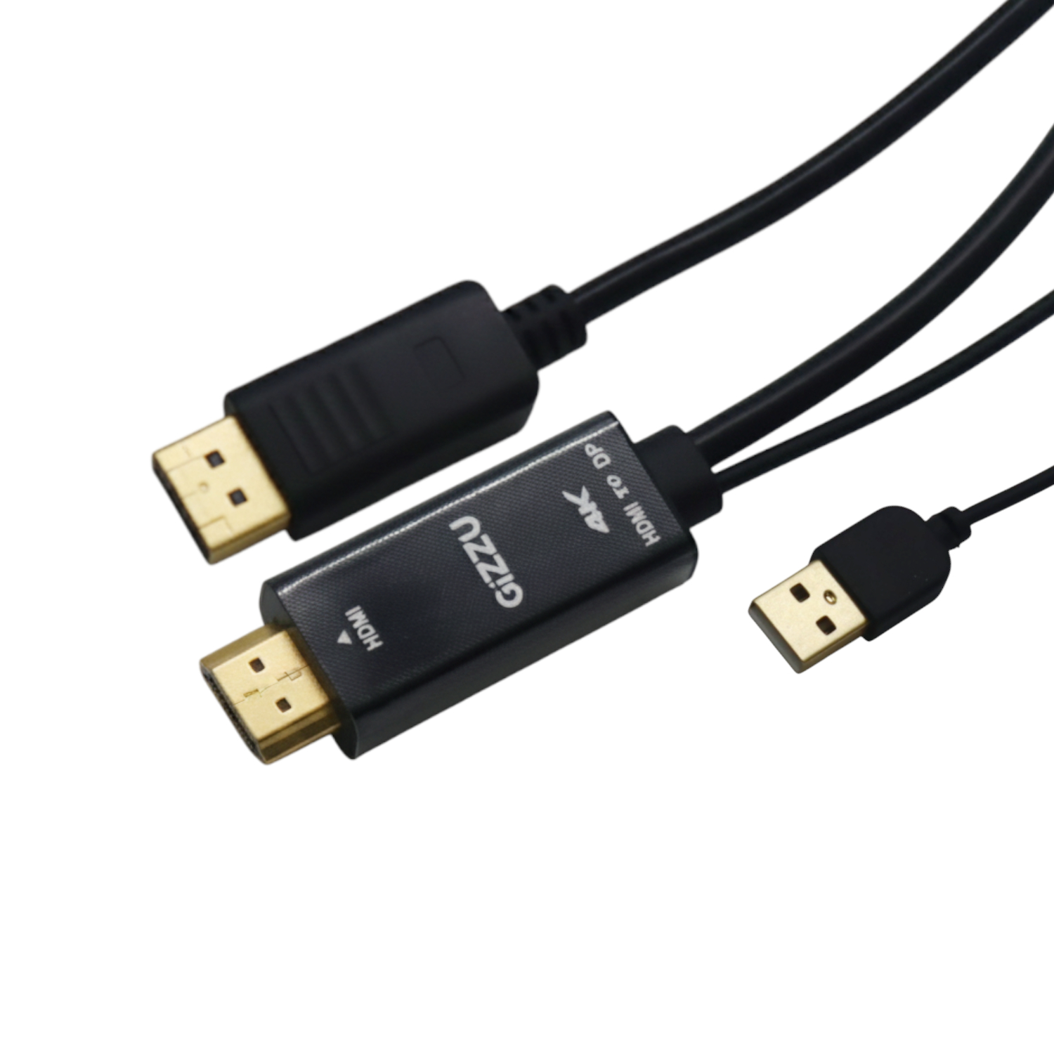 Gizzu 4K HDMI to DP Plus Power Cable 1.8m Poly