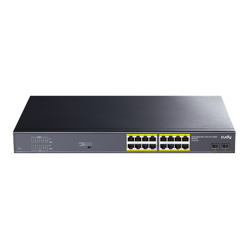 Cudy 16-Port Gigabit Unmanaged PoE+ Switch with 2 Gigabit SFP ports 200W - Rack Mount