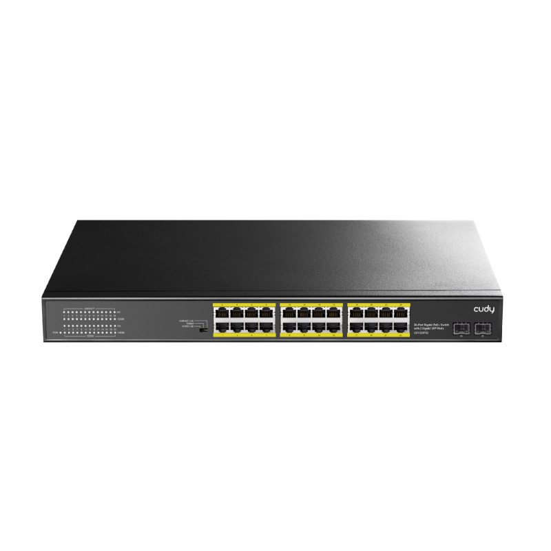 Cudy 24-Port Gigabit Unmanaged PoE+ Switch with 4 Uplink Gigabit Ports and 2 Gigabit SFP Slots 300W - Rack Mount