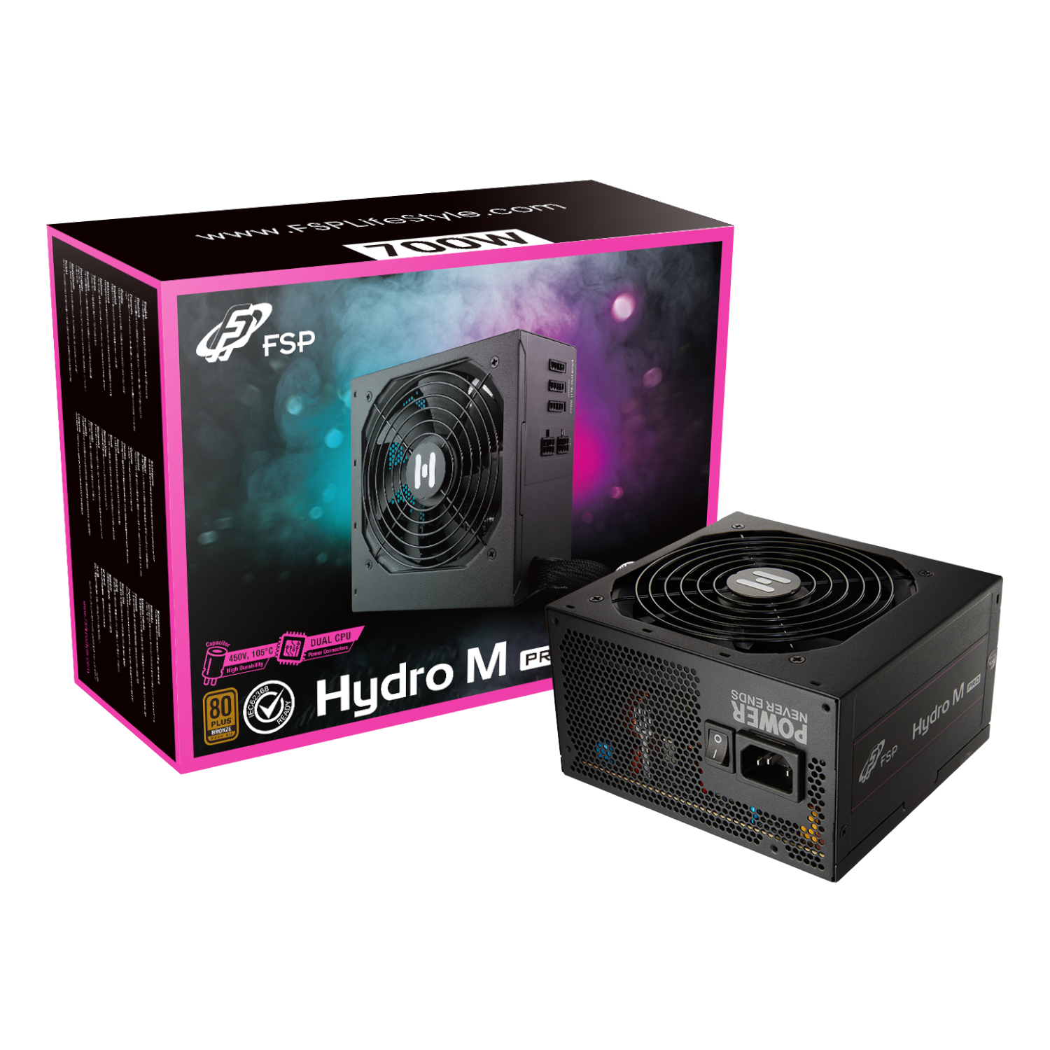 FSP Hydro Pro M 700W Gen5 ATX3.1 & PCIE5.1 80 Plus Bronze Semi-Modular Power Supply