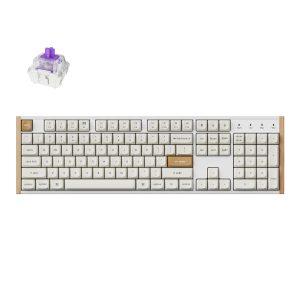 Keychron K10 HE 100% Hot-Swap Gateron Dbl-Rail Nebula Switch RGB Wireless Keyboard - White (Wood + Al)