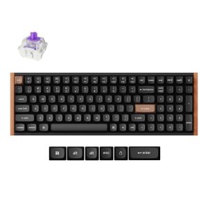 Keychron K4 HE 96% Magnetic Switch Hot-Swap Gateron Dbl-Rail Nebula Switch RGB Wireless Keyboard - Black (Wood + Al)
