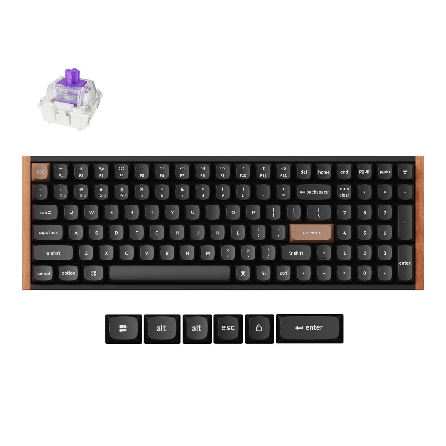 Keychron K4 HE 96% Magnetic Switch Hot-Swap Gateron Dbl-Rail Nebula Switch RGB Wireless Keyboard - Black (Wood + Al)