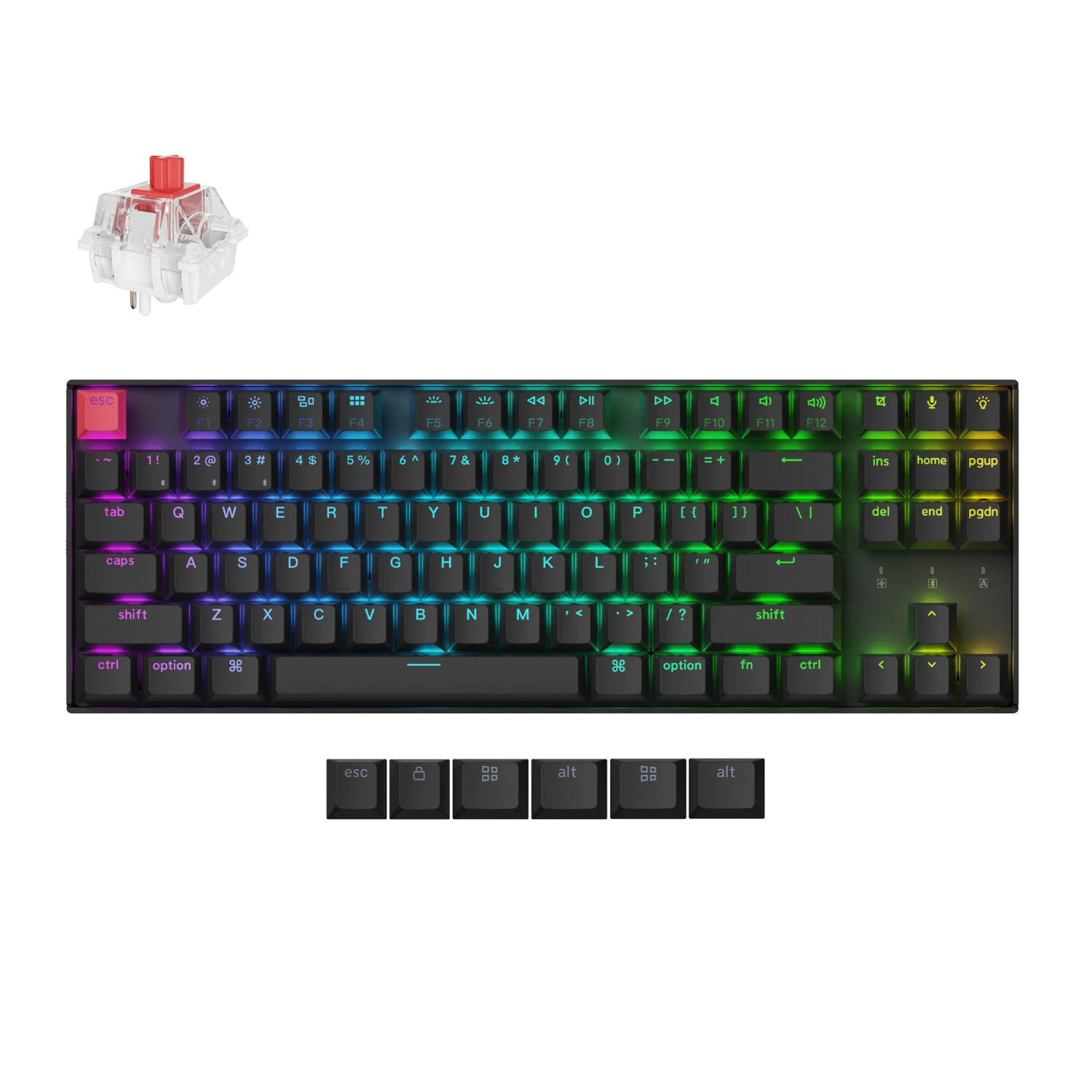Keychron K8X ANSI Full Size 87 Key 80% Red Switch RGB Backlight Hot-Swap keychron super switch BT/wired Normal Profile Keyboard