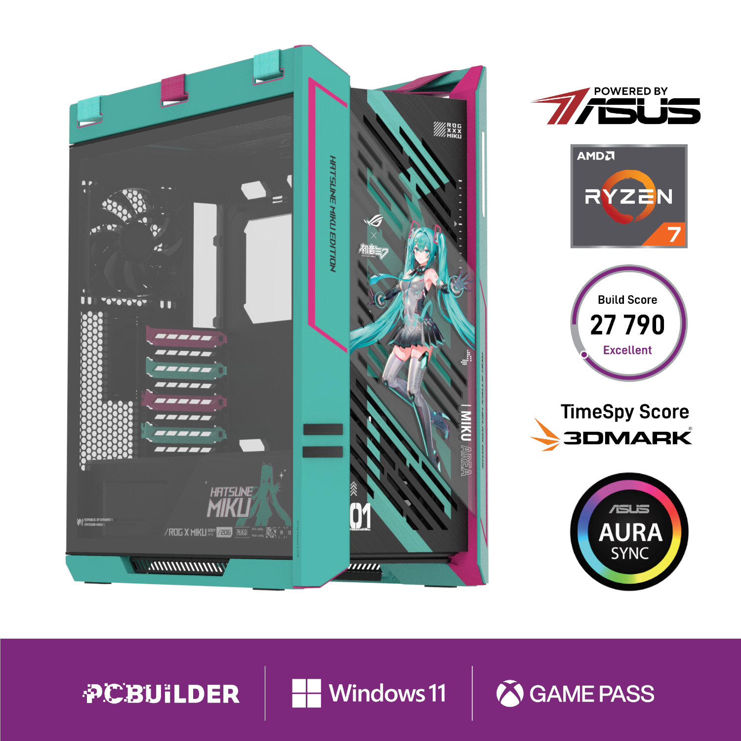 PCBuilder Ryzen 7 9800X3D HATSUNE MIKU Windows 11 Gaming PC