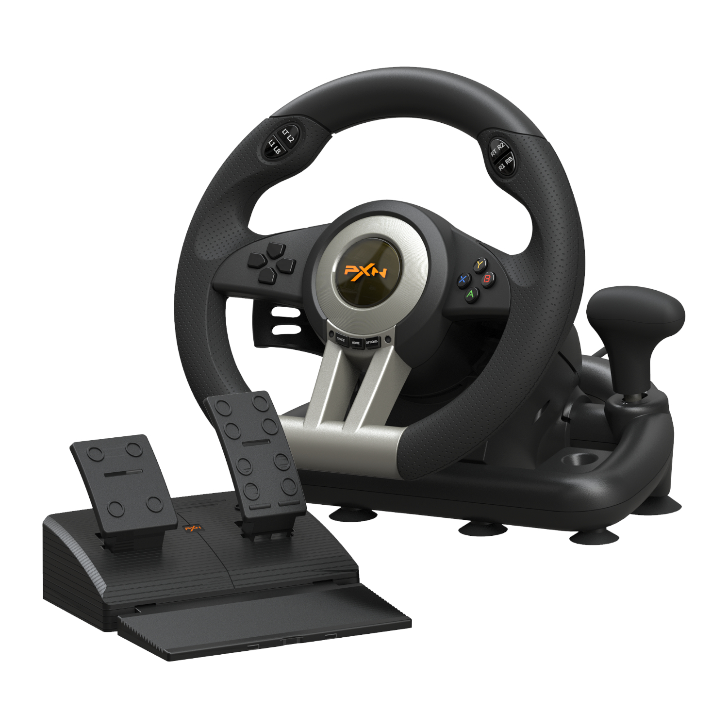 PXN V3 Pro 180 degree vibration steering wheel with 2-pedals (black)