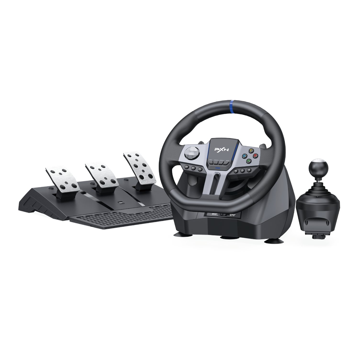 PXN V9 Gen2 270/900 degree vibration steering wheel with 3-pedals/6+R shifter
