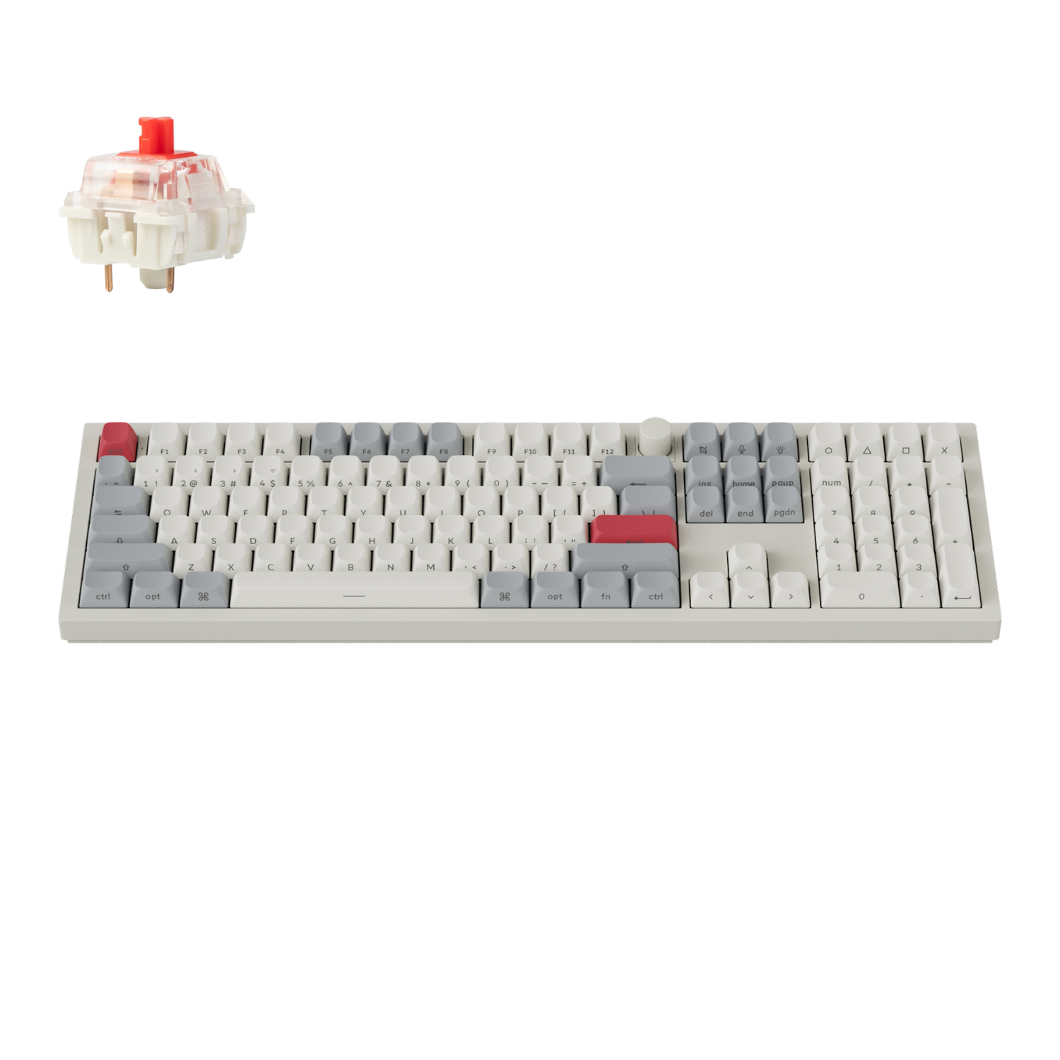 Keychron Q6 Max ANSI Full Size 108 Key Shell White Full Assembled Knob Red RGB Hot-Swap Gateron Jupiter Switch BT/2.4GHz/Wired