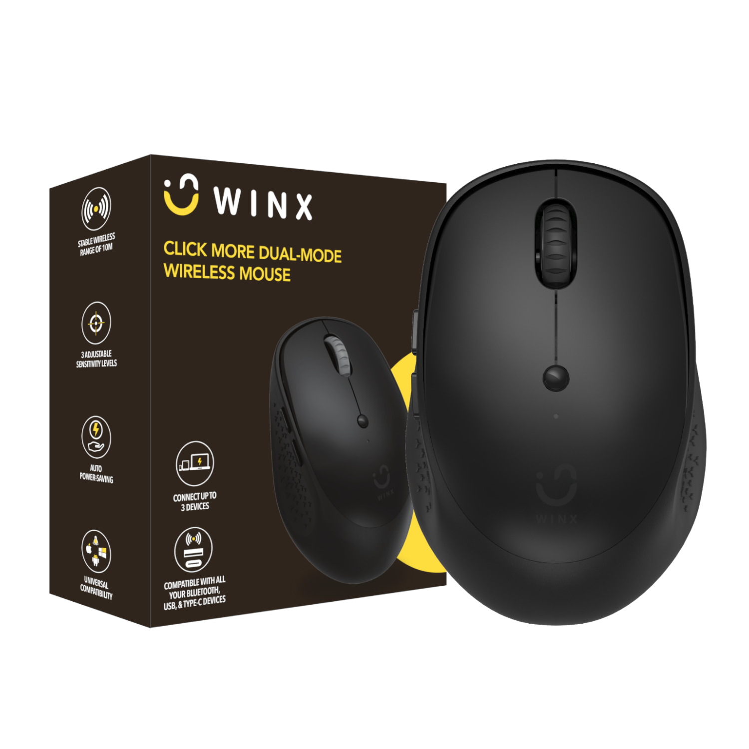 WINX Click More Dual-Mode Wireless Mouse - Black